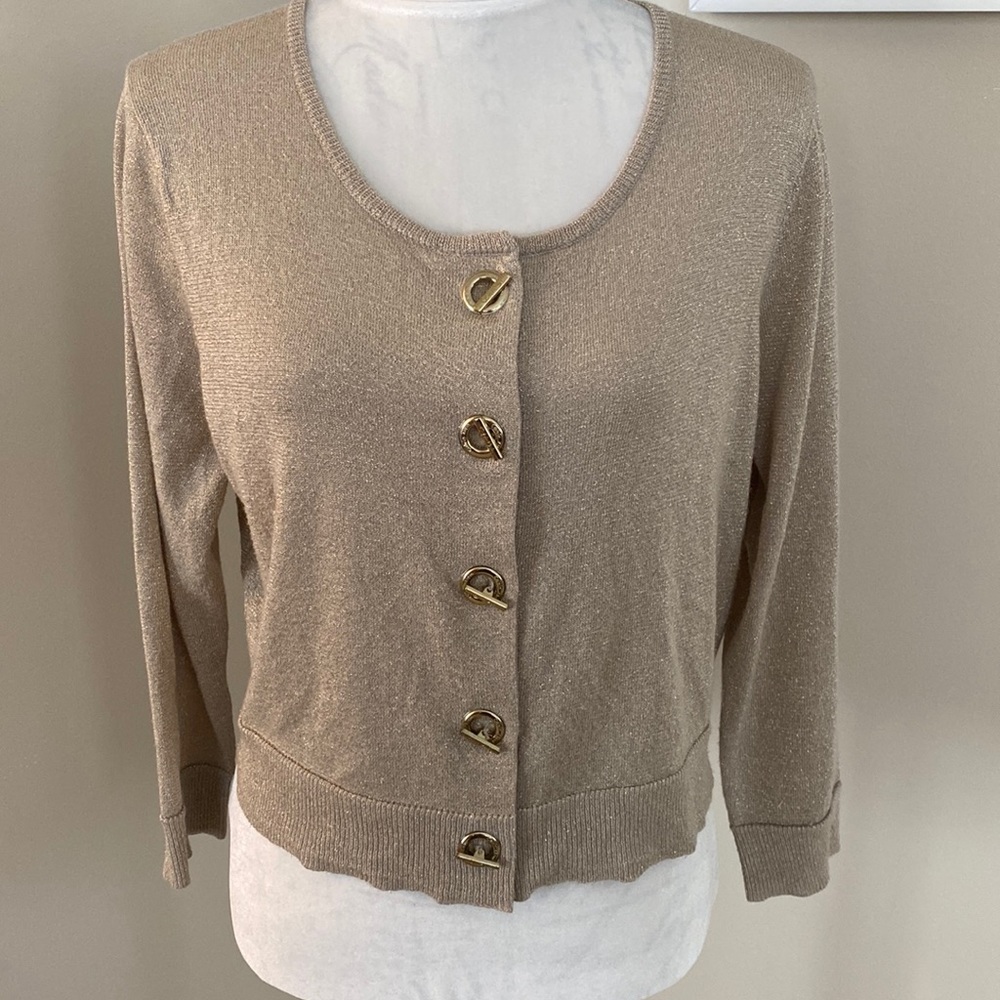Calvin Klein Gold Glitter Dressy Sweater XL